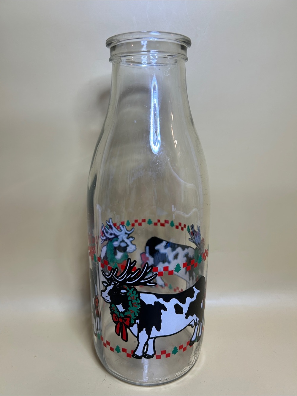 Vintage Le Parfait France Milk Glass Jar Christmas Cow Farmhouse Decor no lid